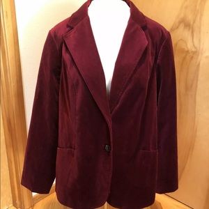 Lane Bryant Crushed Velvet Blazer Jacket 18 Maroon